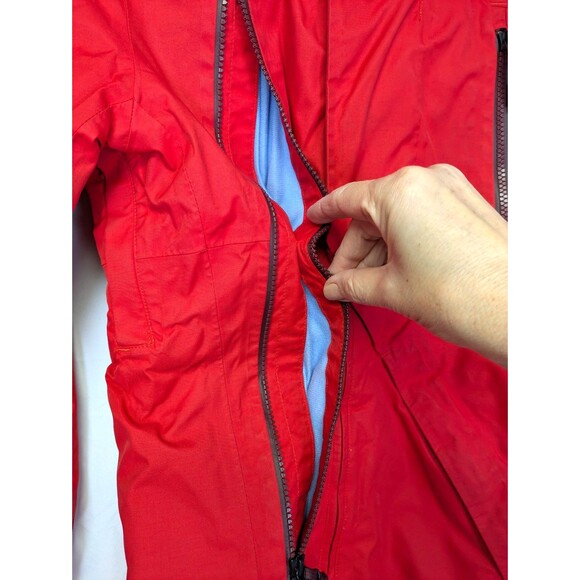 The North Face Womens Ski Jacket Red Insulated Full Zip Hooded Parka Size S - Picture 3 of 16